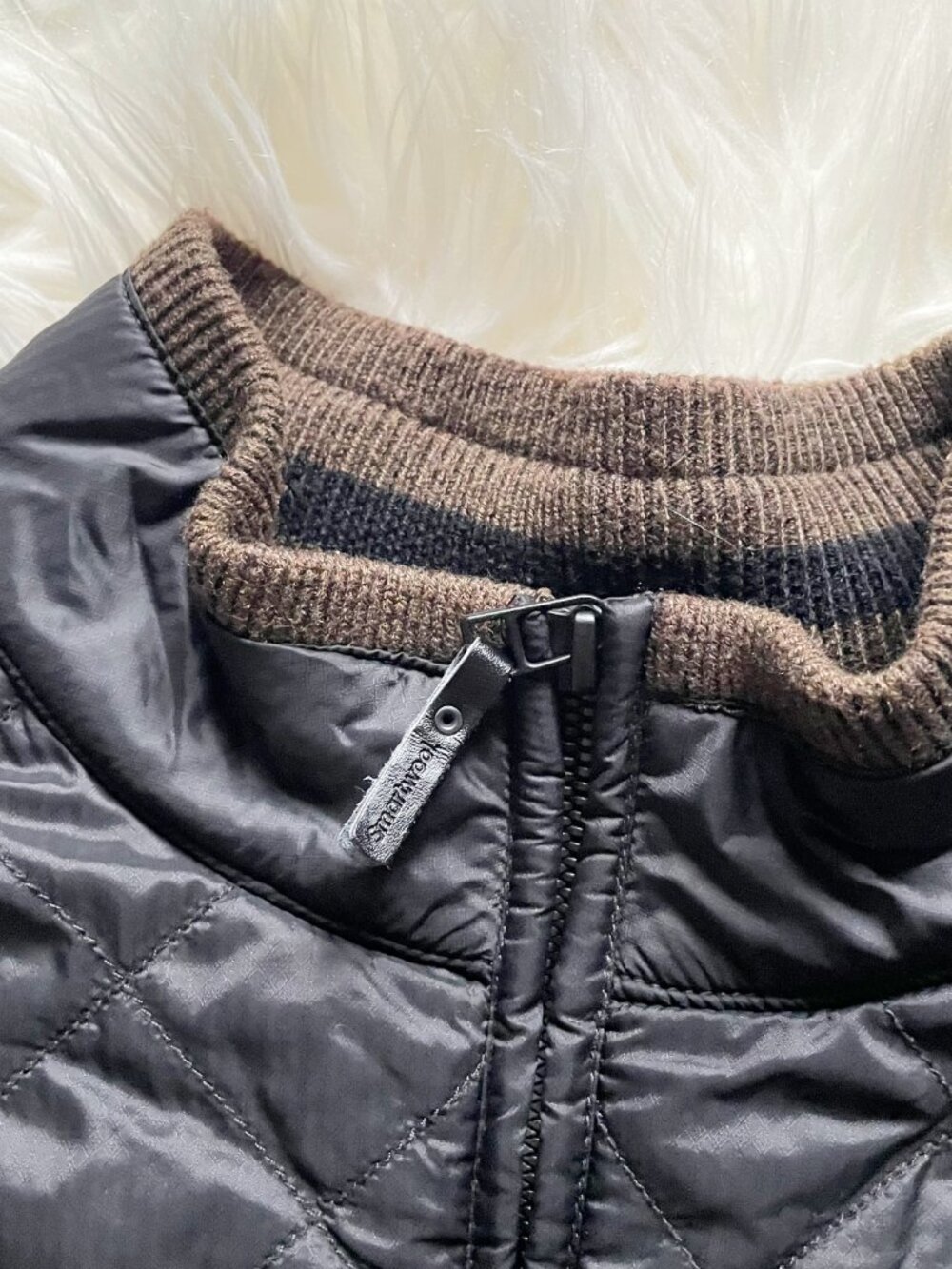 Smartwool Olive Green Heather Black Brookline Hybrid Merino Wool ¼ Zip Pullover - Picture 4 of 7